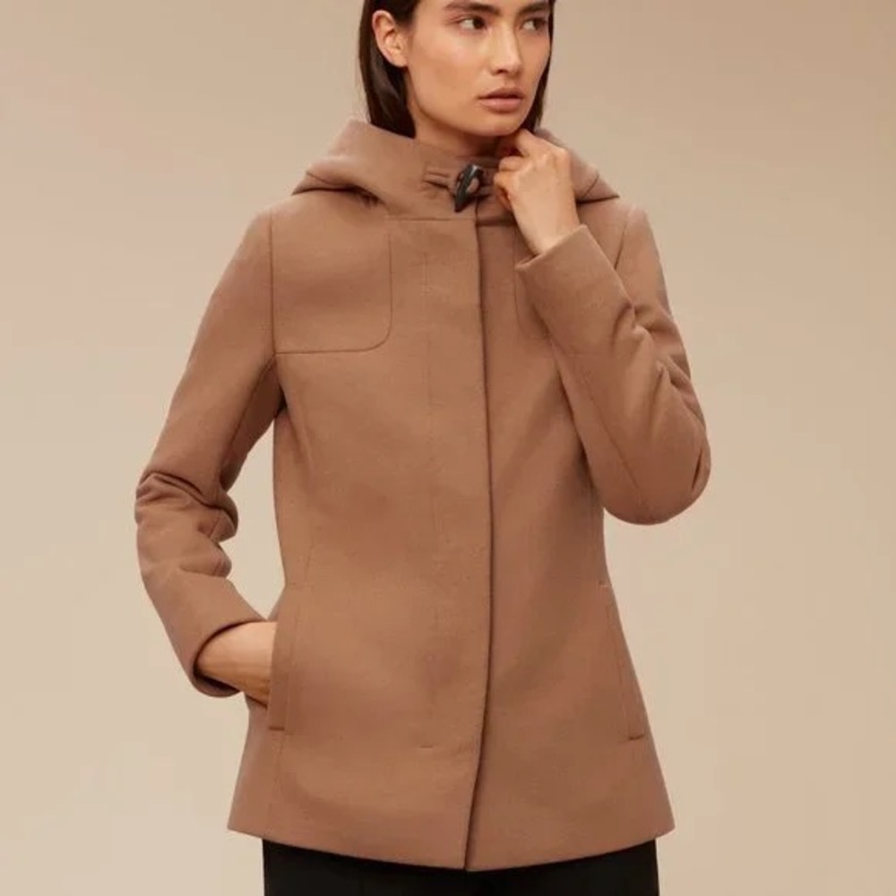 Babaton Camel Hooded Coat